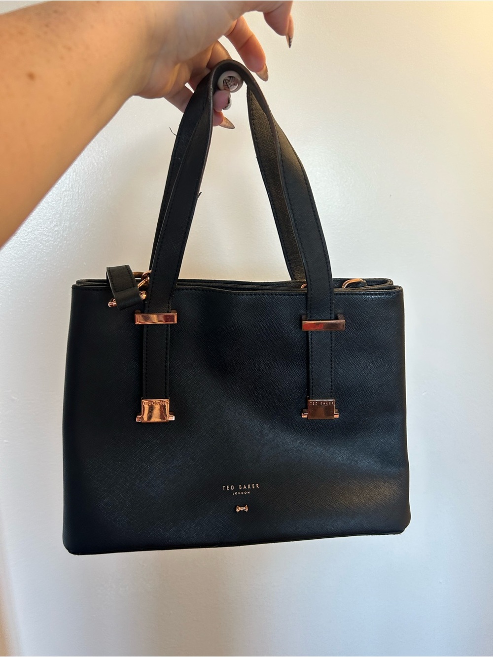Ted Baker Black Tote with Rose Gold Hardware